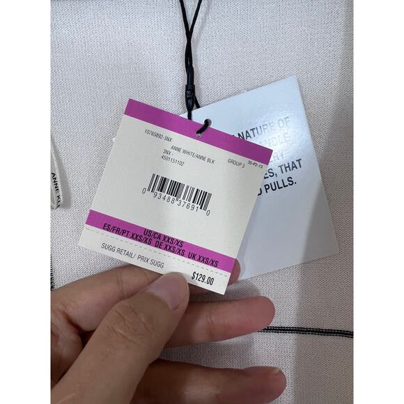 Anne Klein Cream Black Windowpane Knit Cardigan NWT Size XXS/XS $129 - Picture 3 of 7